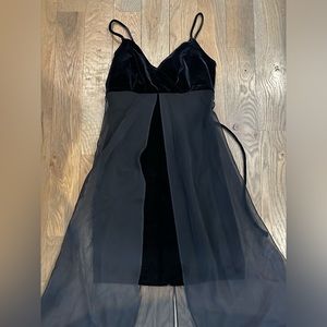 Velvet mini dress with chiffon skirt